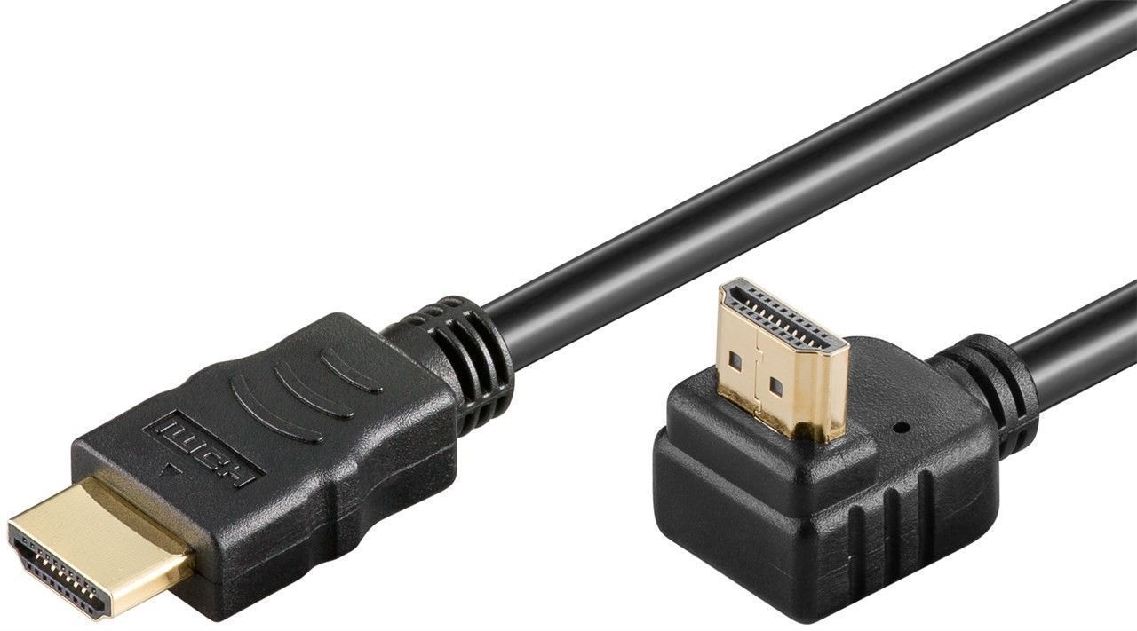 Кабель монітора-сигнальний Goobay HDMI M/M  5.0m HS+HEC+ARC 4K@30Hz 90°вверх чорний (75.03.4308)