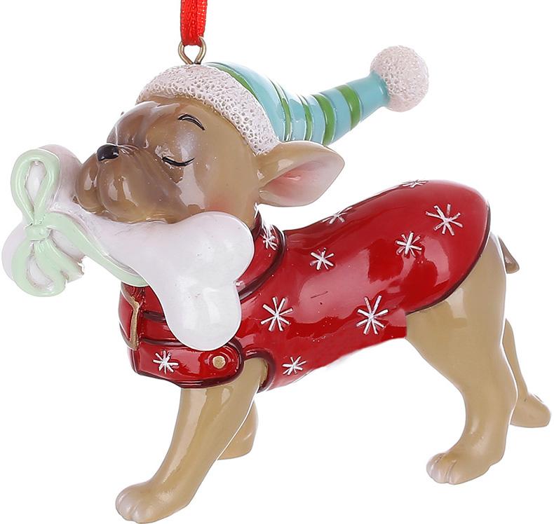 Елочная игрушка BonaDi Bulldog in a suit 10х6х7 см Разноцветный DP232145