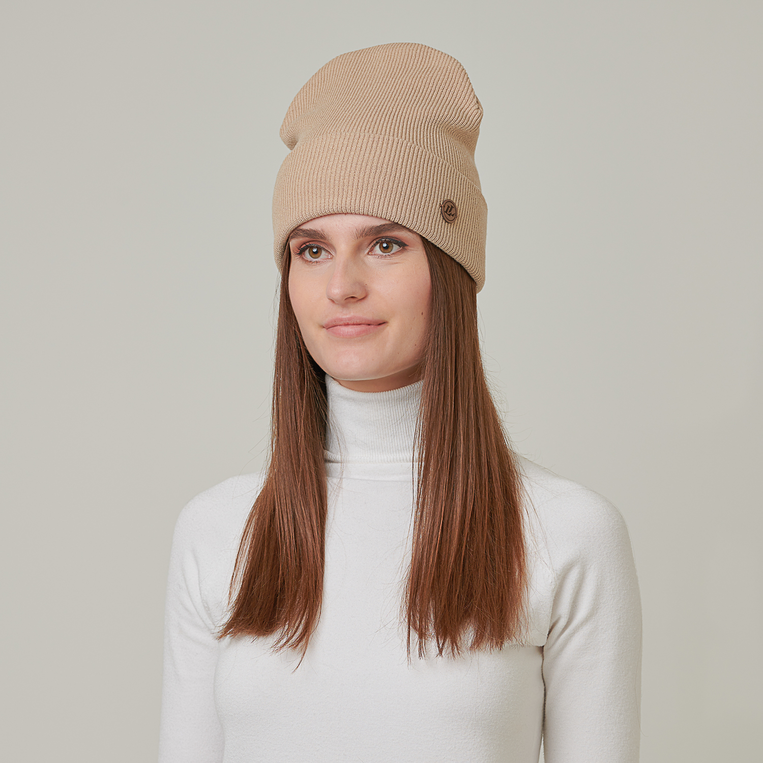 Шапка унисекс бини 968-739М LuckyLOOK One Size Бежевый