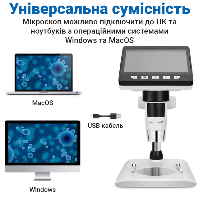 Цифровой микроскоп с дисплеем и подсветкой Gaosuo M700 1000X 1080P 4,3" LCD