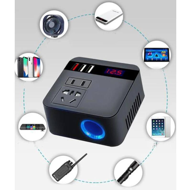 Инвертор-преобразователь No Brand AC/DC с 12В/24В на 220В/120W LCD 3хUSB (2405251004)