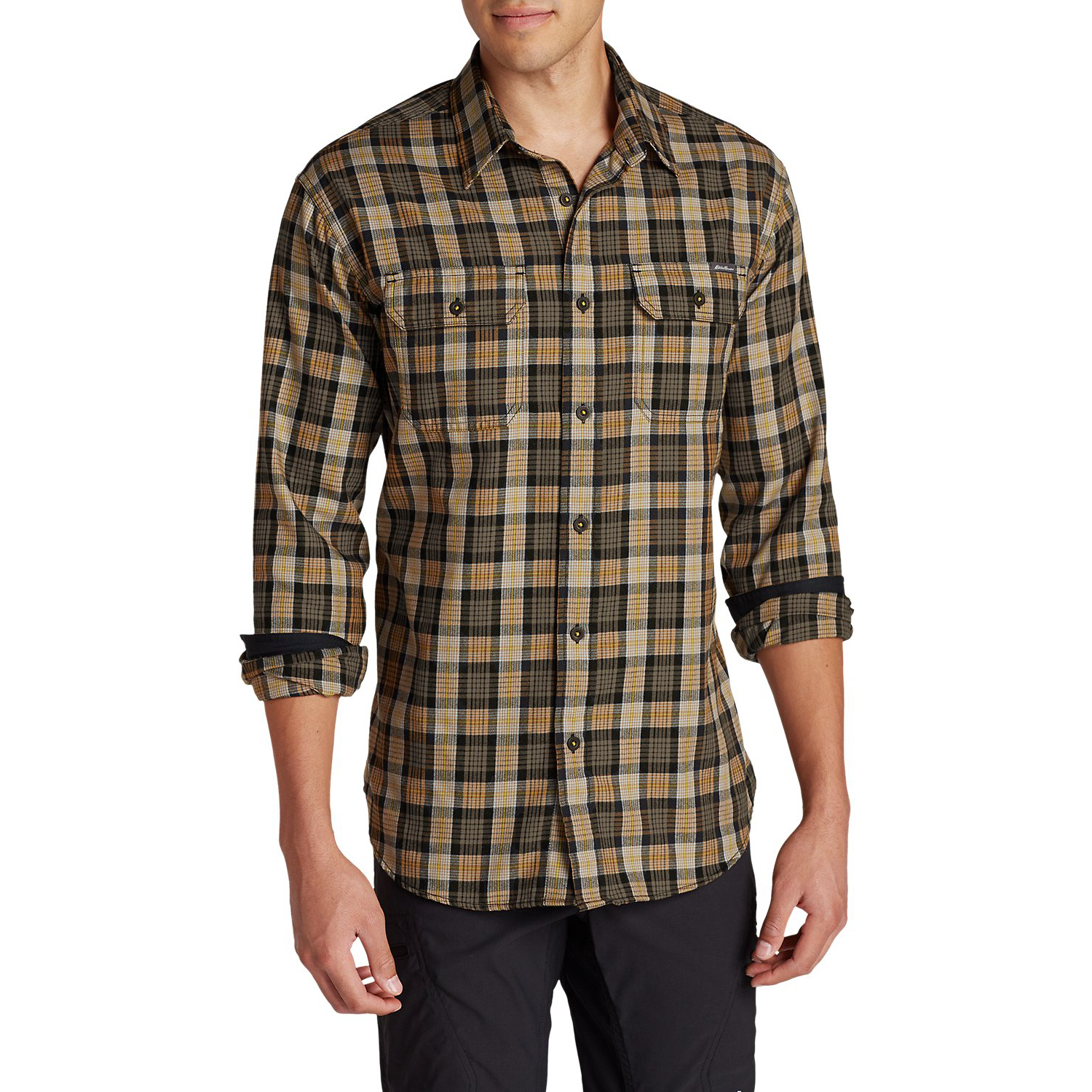 Рубашка Eddie Bauer Men Expedition Flannel Shirt AGED BRASS в клетку M Коричневый (0667AGBS)