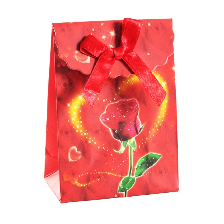 Сумочка подарункова Gift Bag Velcro Роуз 10х7.5х4 см Червоний (14072)