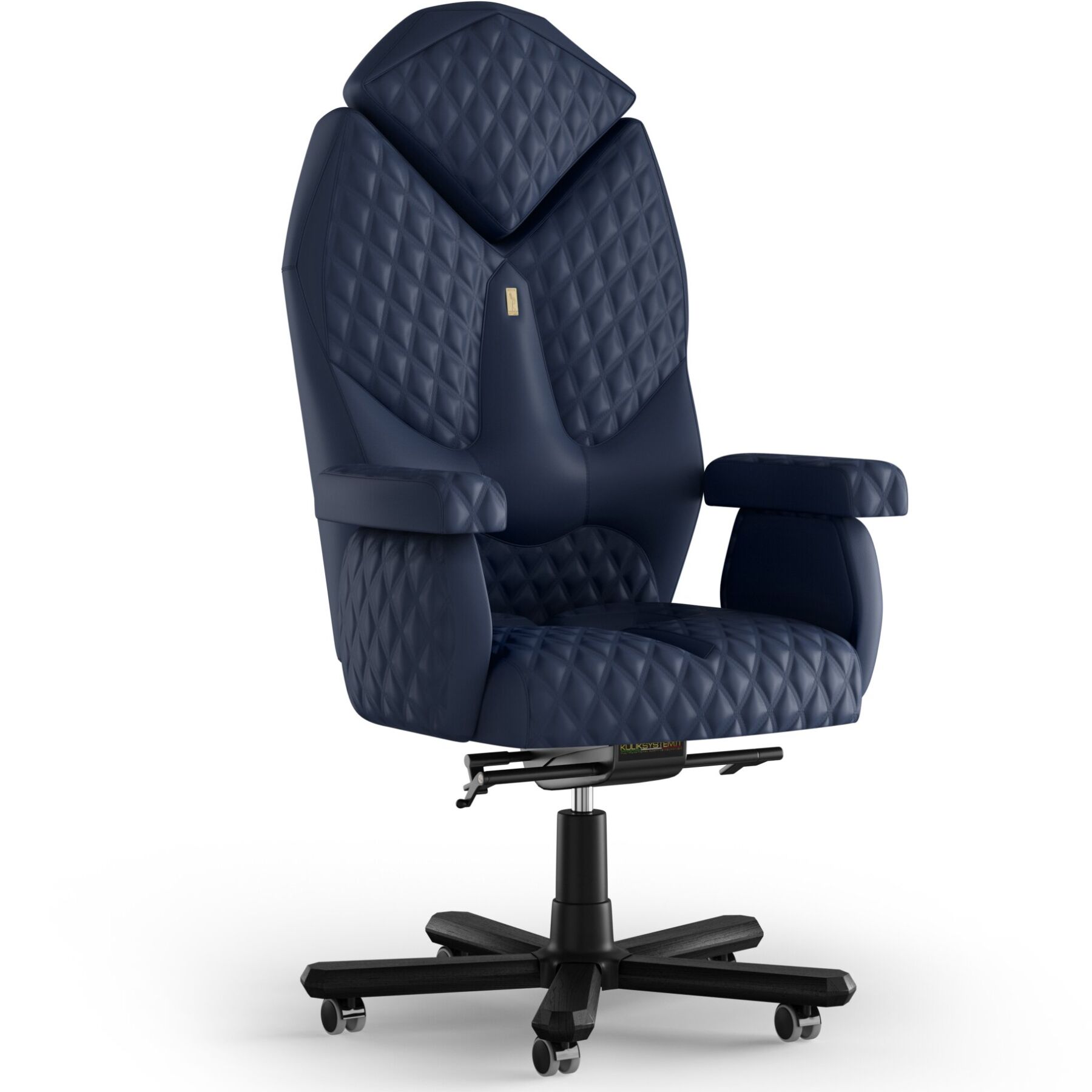 Кресло KULIK SYSTEM DIAMOND Экокожа с подголовником со строчкой Темно-синий (1-901-WS-MC-0213)