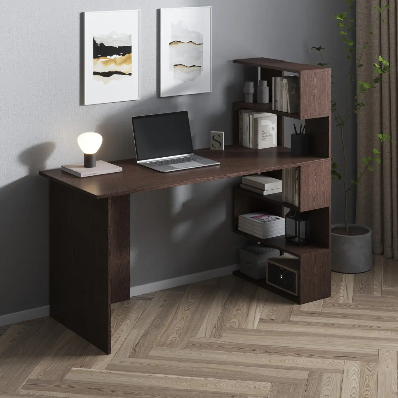 Письменный стол с полками No Brand Open shelf 1250х600х750 мм Венге Магия (13587502)