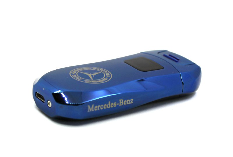 Электроимпульсная USB зажигалка с логотипом Mercedess Синяя (200856)