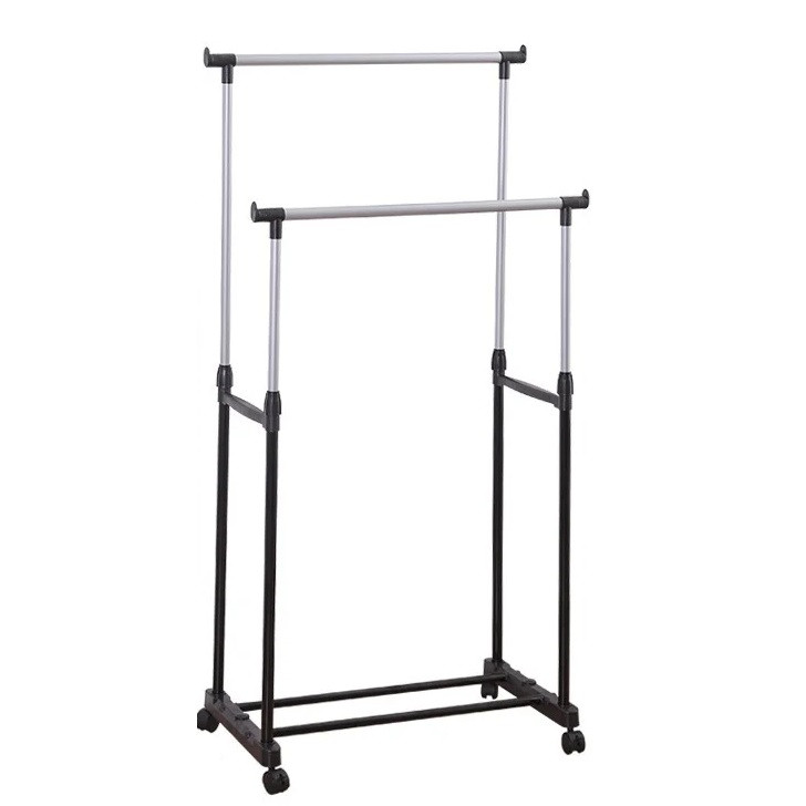Телескопическая стойка-вешалка для одежды и обуви RIAS Mini Double Pole 140*70*30 см Black (3_04243)