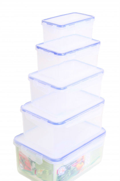 Набор прямоугольных контейнеров для пищевых продуктов с зажимом 5в1 Алеана 167049