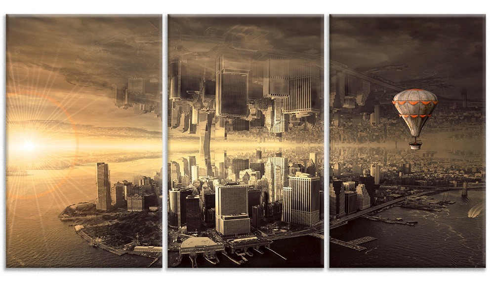 Модульная картина Декор Карпаты XL70s 187х99 см Зеркальный город (hub_oVvx14345)