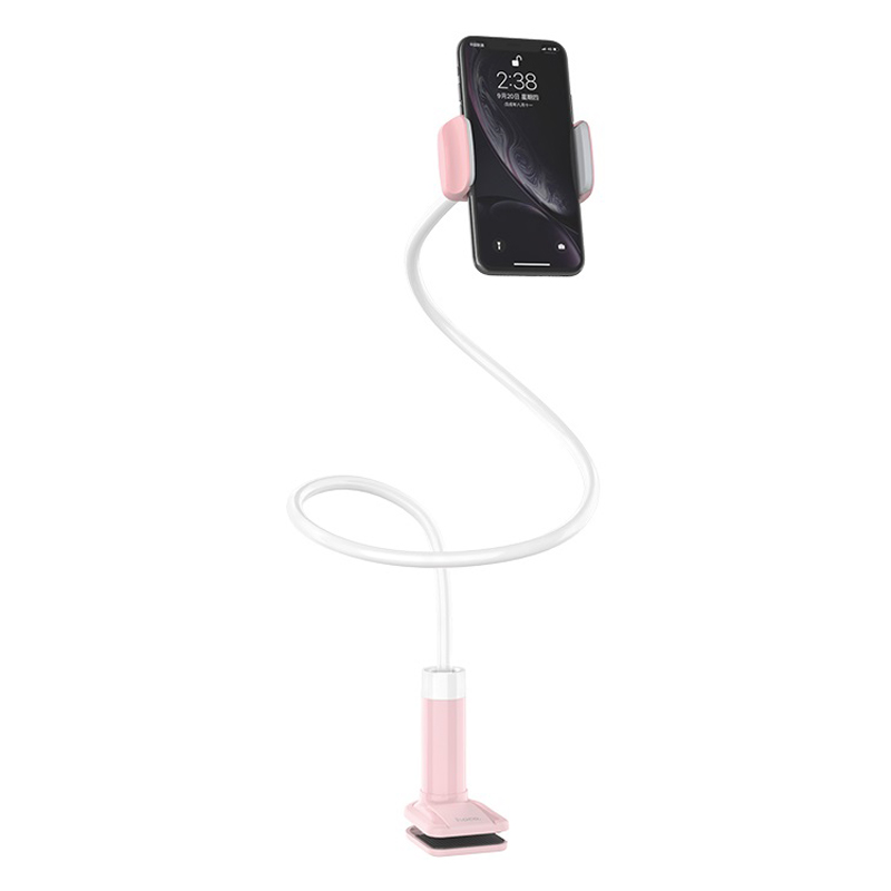 Настольный держатель для телефона с зажимом Hoco PH23 Balu Белый/Розовый