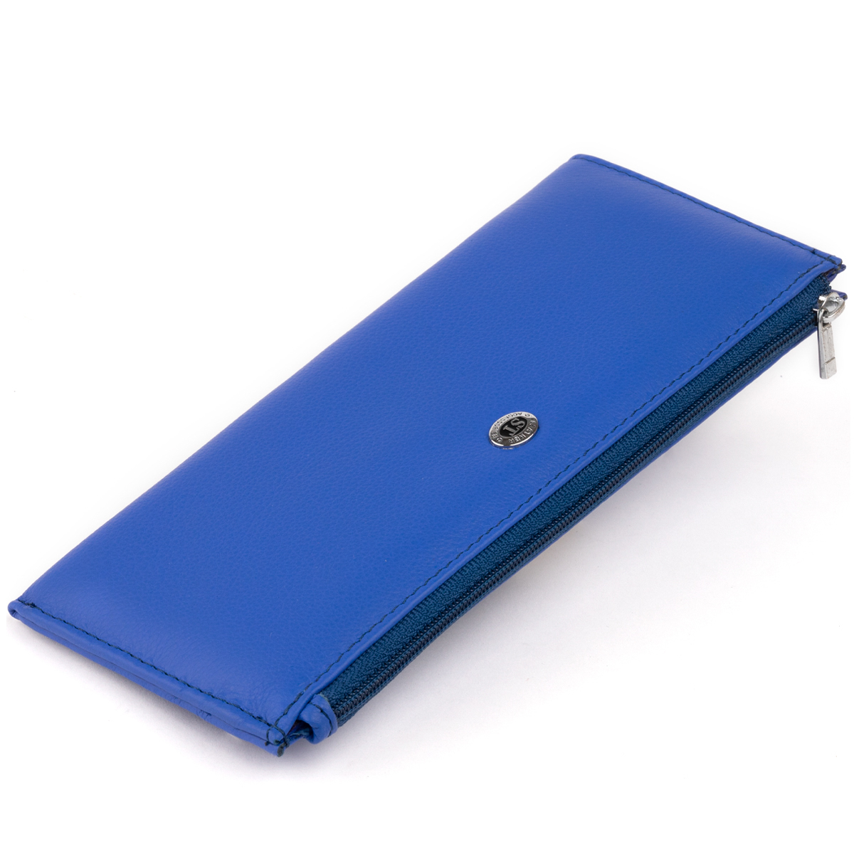 Горизонтальний тонкий гаманець зі шкіри ST Leather 19329 Синій 19х9, 5х2, 5 см