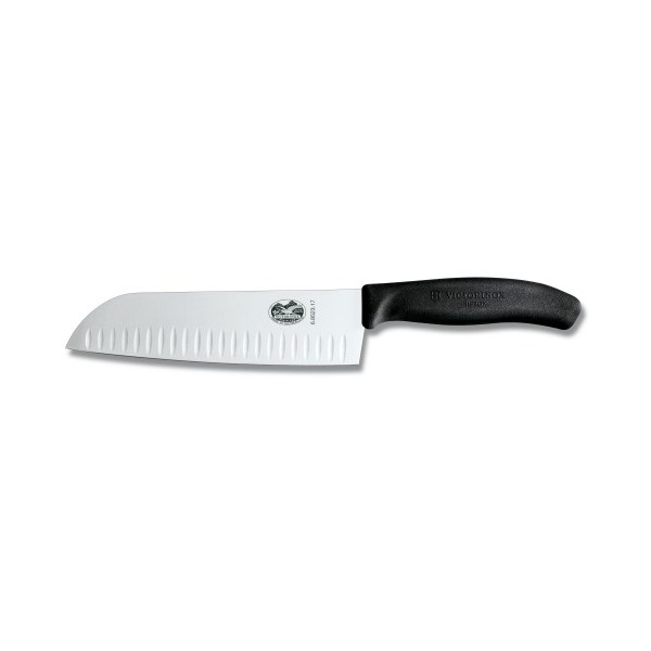 Кухонний ніж Victorinox SwissClassic Santoku з повітряними кишенями 170 мм у блістері Чорний (6.8523.17B)