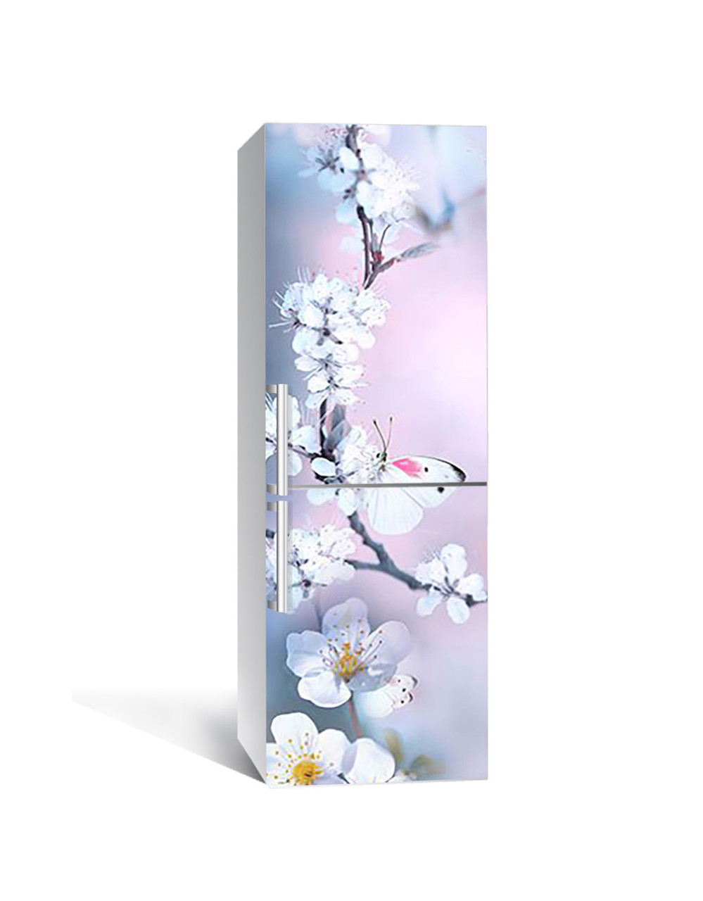 Наклейка на холодильник Zatarga «Гості вишневого дерева» 650х2000 мм вінілова 3Д наклейка декор на кухню