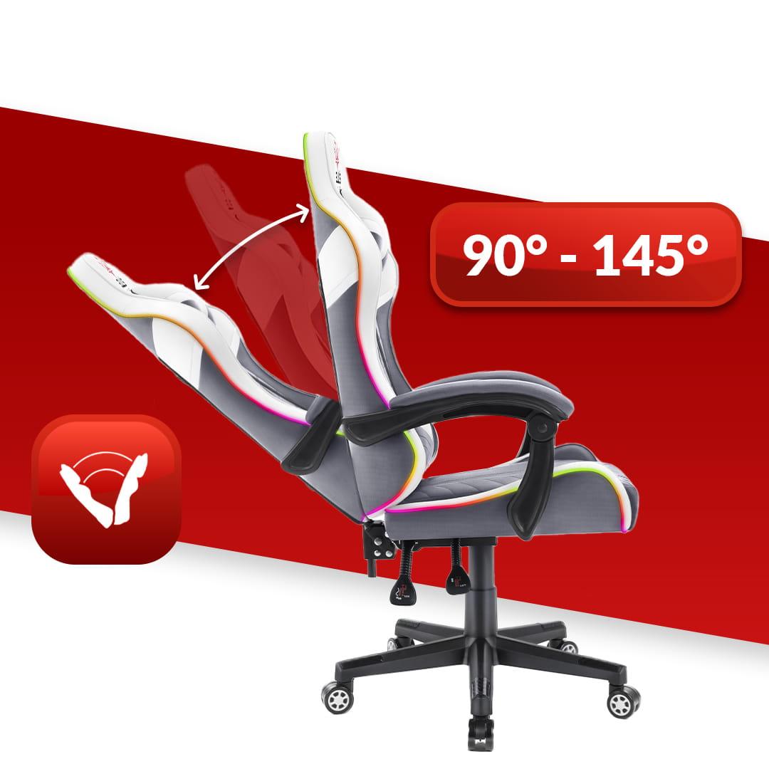 Комп'ютерне крісло Hell's Chair HC-1004 White-Grey LED
