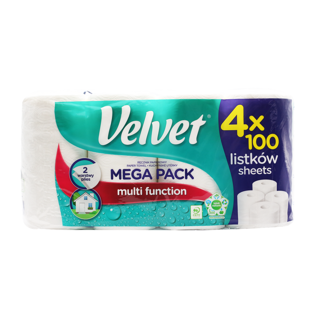 Паперові рушники Velvet Mega Pack двошарові 4 рулони