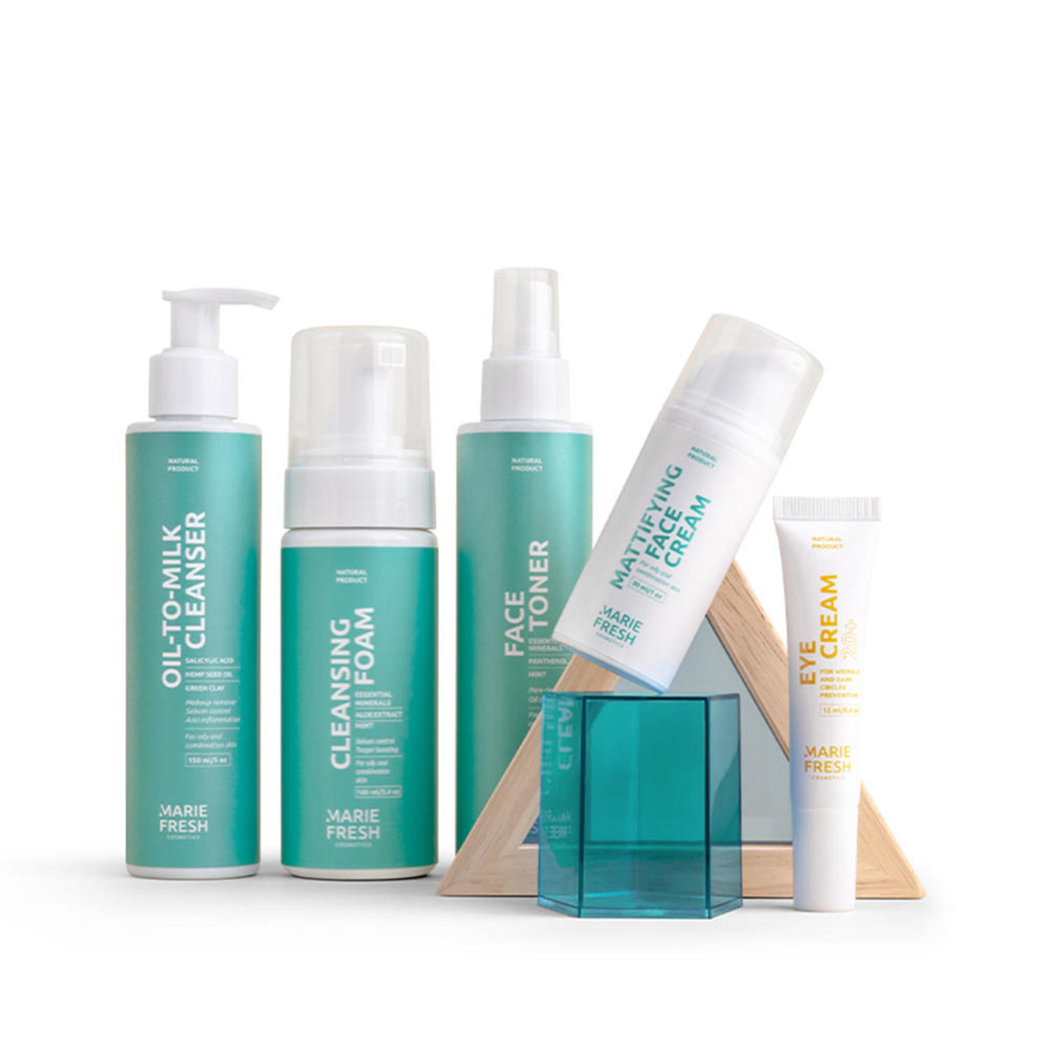 Набор Комплексный уход за молодой жирной и комбинированной кожей Marie Fresh cosmetics 5 шт