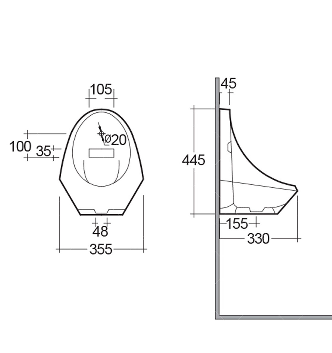 Писсуар RAK Ceramics Jazira Urinal Bowl RAK0056 Белый (2107555831)