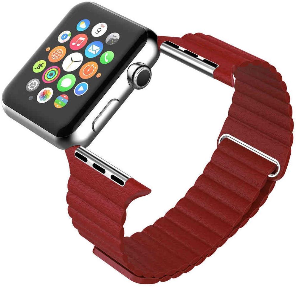 Ремешок BeWatch для Apple Watch ALL Series 38 mm Leather Loop Band Красный (1050503)