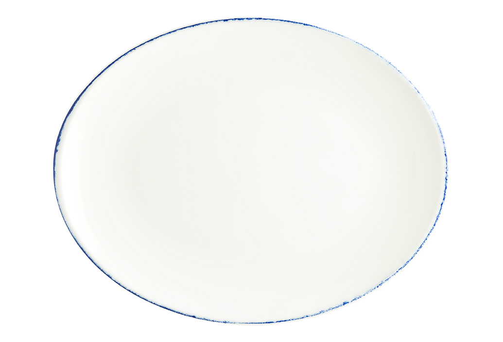 Тарілка Bonna Retro Denim 31х24 см Білий із синіми краями E101MOV31OV