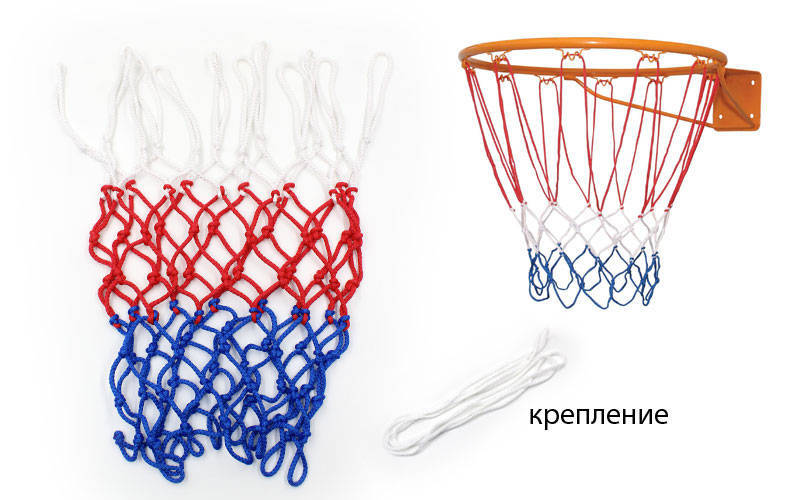 Сітка баскетбольна Стандарт SP-Planeta UR SO-5251 d-4,5мм Білий-Червоний-Синій