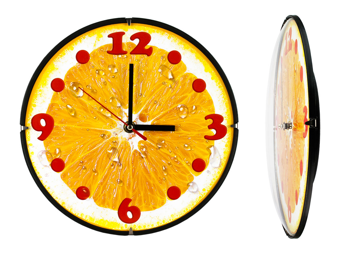 Часы настенные ДомАрт Апельсин Стекло Тихий ход 30х30х4 см Оранжевый (21603)