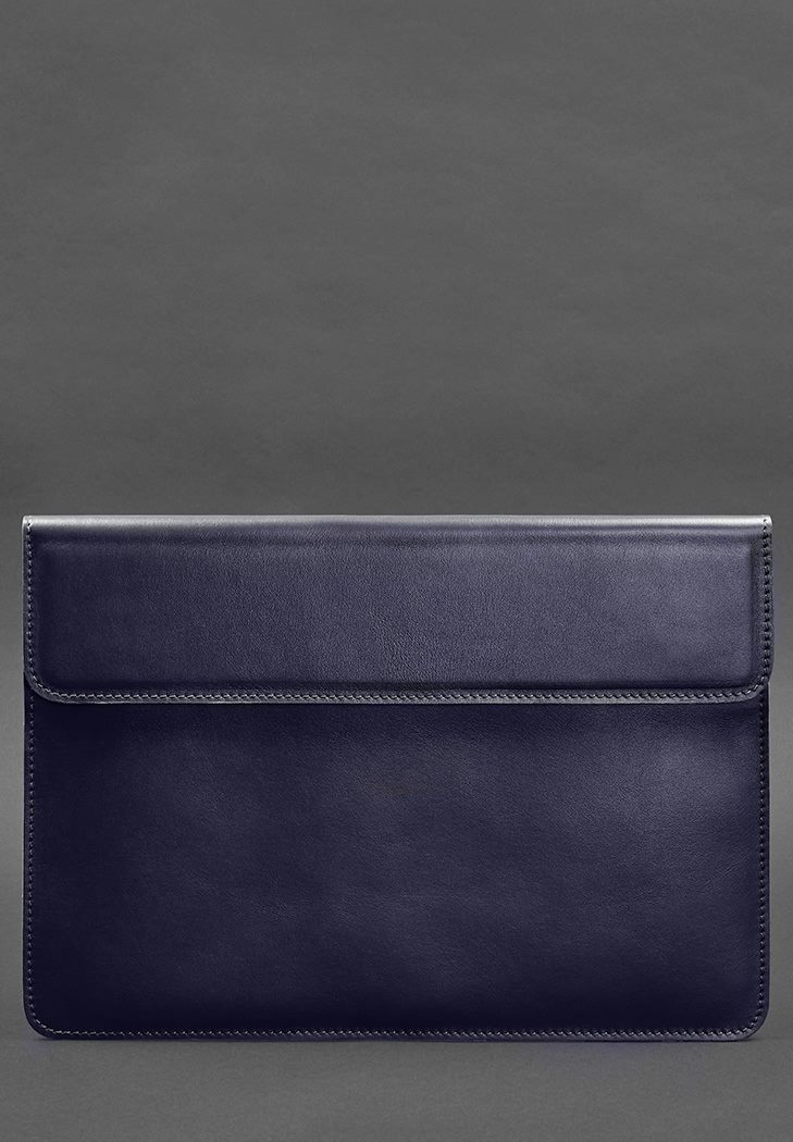 Кожаный чехол-конверт на магнитах для MacBook 15 дюйм Темно-синий BlankNote
