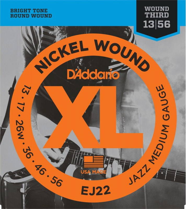 Струни для електрогітари 6 шт D'Addario EJ22 Nickel Wound Jazz Medium 13/56
