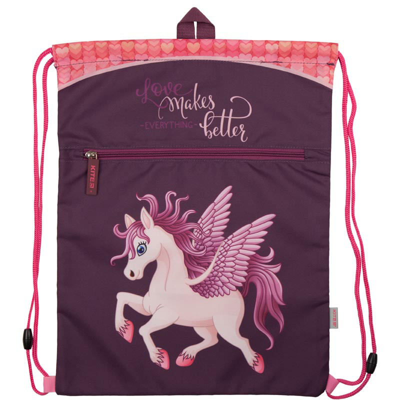 Сумка для взуття з кишенею Kite Magic unicorn Бордовий (K18-601M-9)