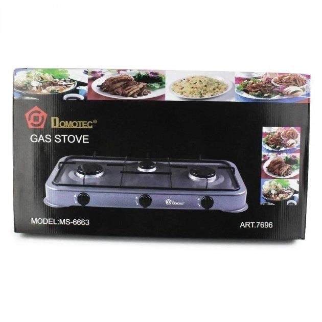 Газовая плита настольная Domotec MS-6603 3 конфорки 5400W Grey