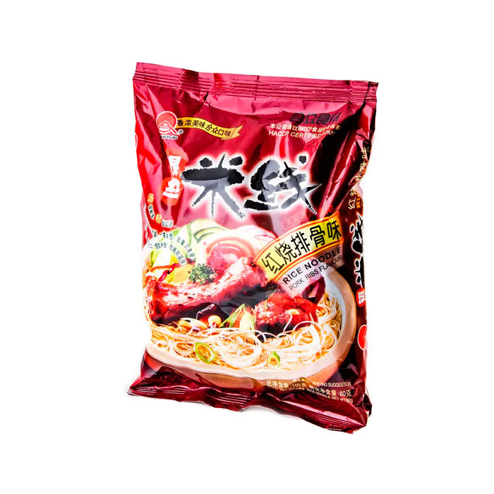 Рисовая лапша со вкусом жареных ребрышек Hezhong 105г (16663)