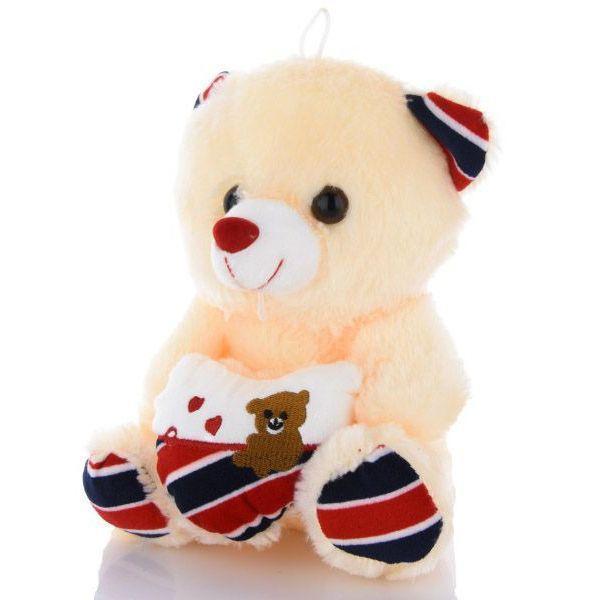 Светящийся и говорящий плюшевый мишка Тедди с сердцем VI Персиковый