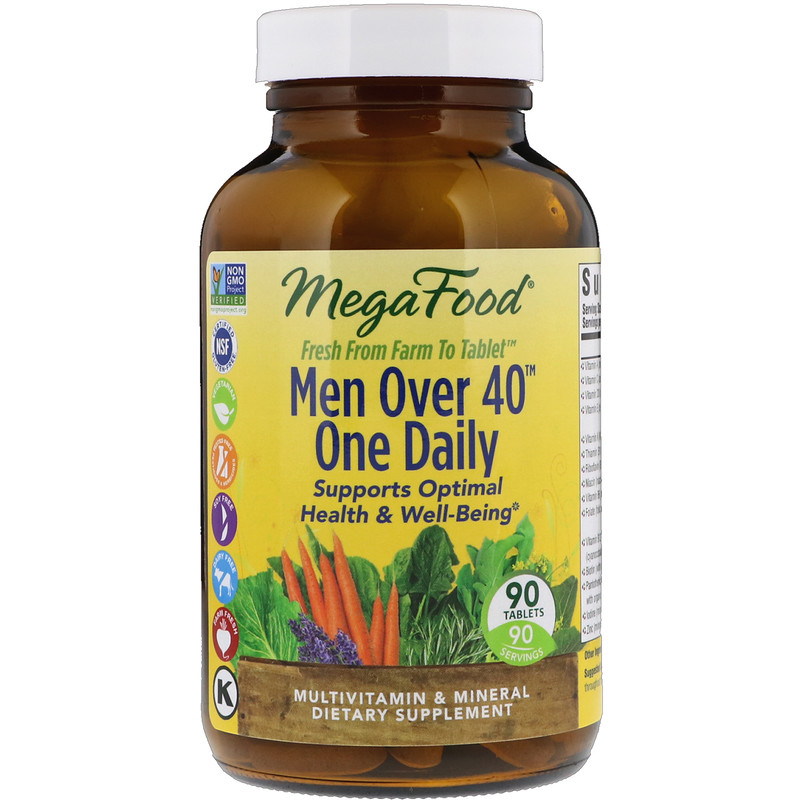 Вітаміни для чоловіків MegaFood Men Over 40 One Daily без заліза 40+ 90 таблеток (2288)