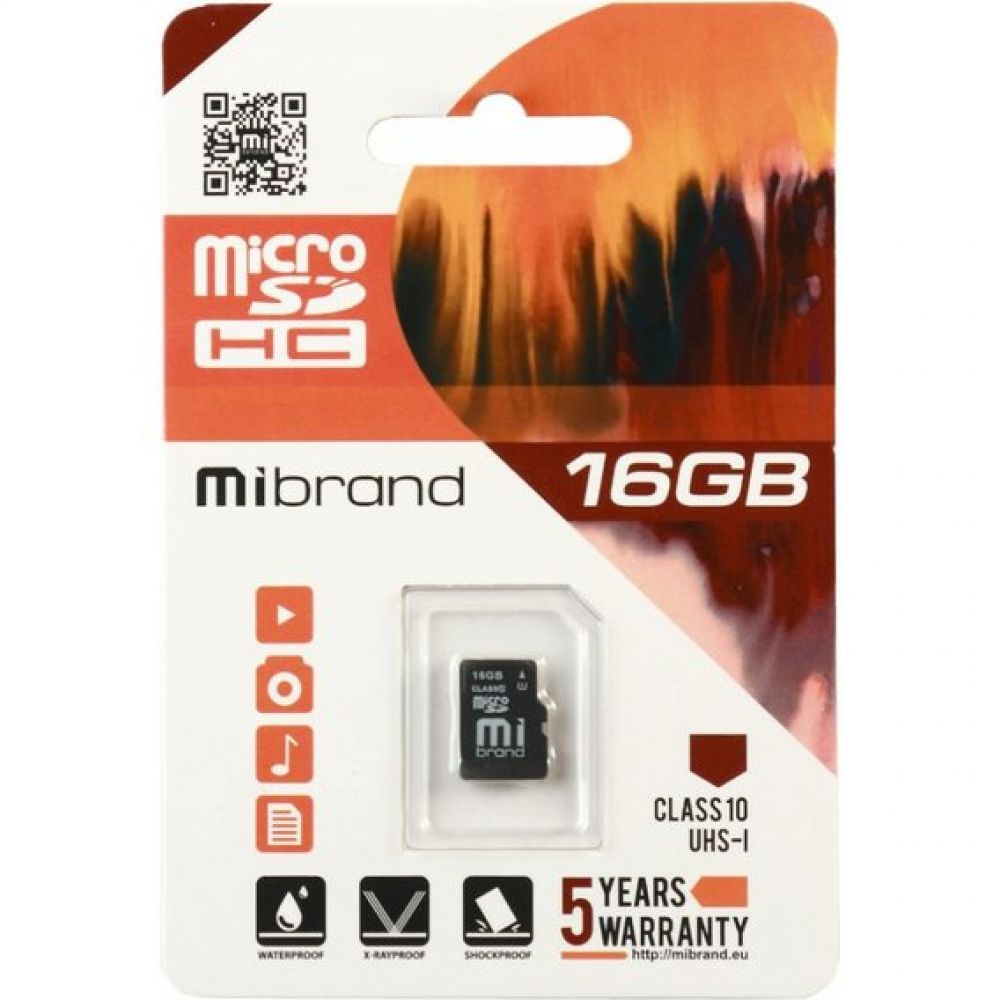 Карта памяти Mibrand MicroSDHC 16gb UHS-1 10 Class Черный