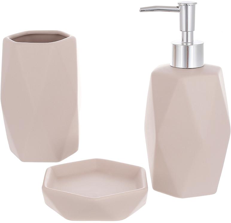 Набор керамических аксессуаров для ванной комнаты Beige Mocha 3 предмета ceramic DP219254 BonaDi