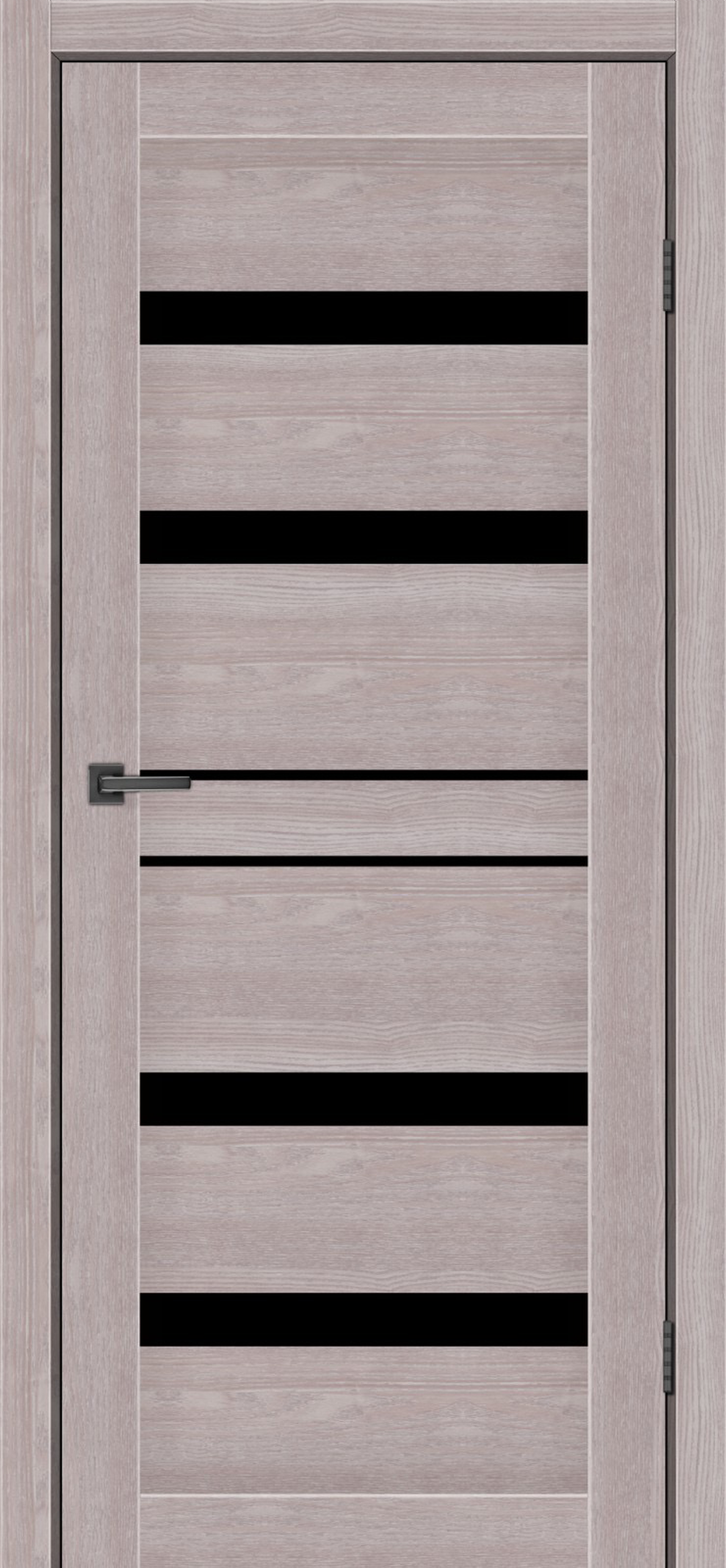 Дверное полотно MS Doors GEORGIA 60см дуб серый черное стекло