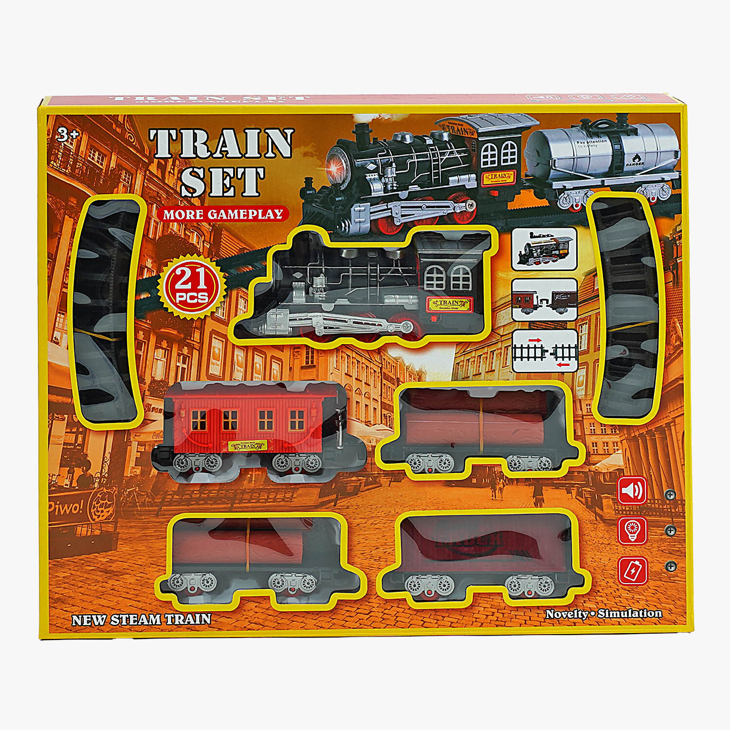 Железная дорога Yufeng Train Set 21 деталь Черно-красный (154372)