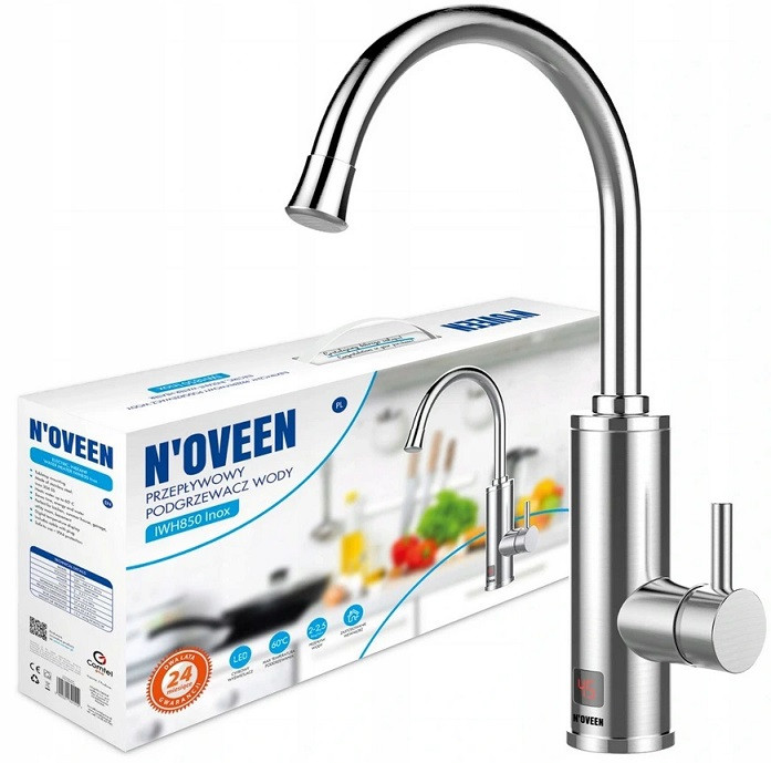 Проточный водонагреватель на столешницу Noveen IWH850 INOX 370х225 мм Серебристый
