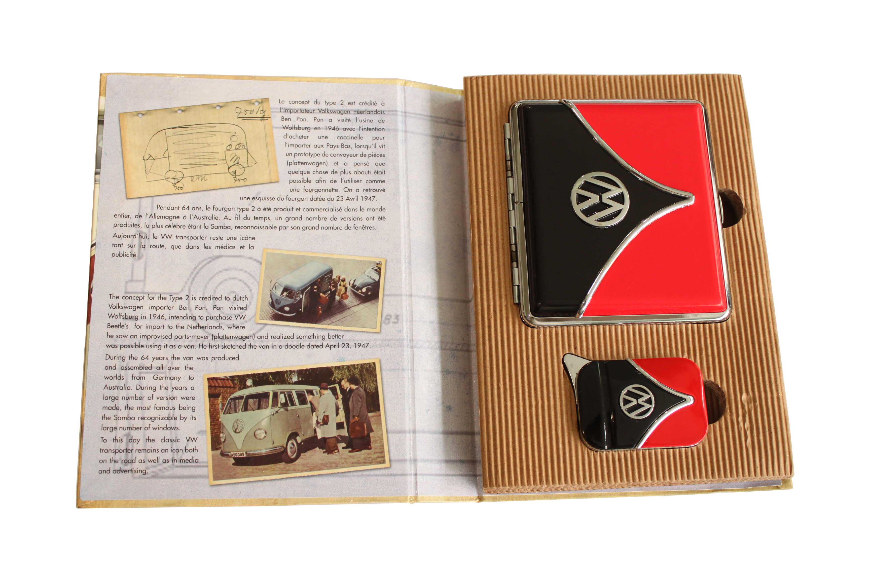 Набор портсигар и газовая зажигалка Licences VW Giftset Lighter&Cigarette Case Красно- черный (40610066REBL)