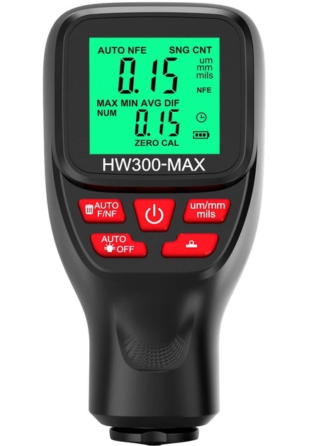 Толщиномер краски цифровой iCar HW-300 Max 0 - 2000 мкм Fe и Nfe Черный (050741)