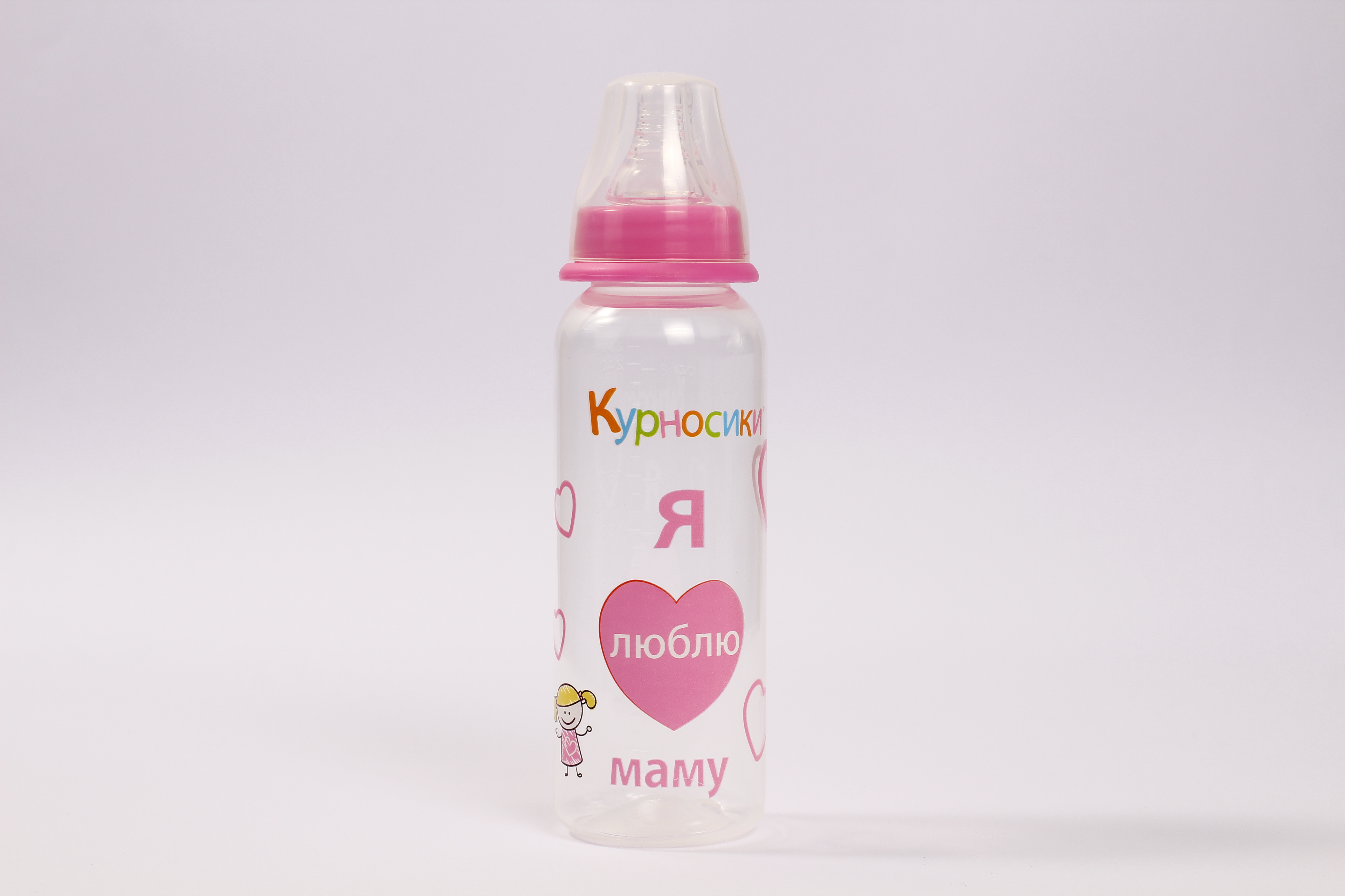 Бутылочка с силиконовой соской Курносики 250 мл Розовый (7002 рож)