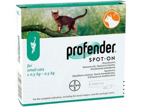 Капли Bayer Профендер для кошек массой тела 0,5-2,5 2x0,35 мл 84185915