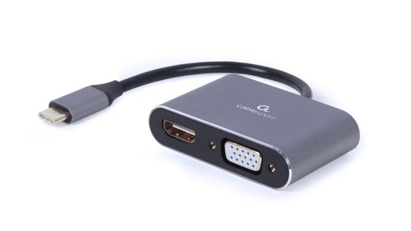 Адаптер Cablexpert HDMI VGA USB Type-C F/M 0.15 м Black (A-USB3C-HDMIVGA-01)