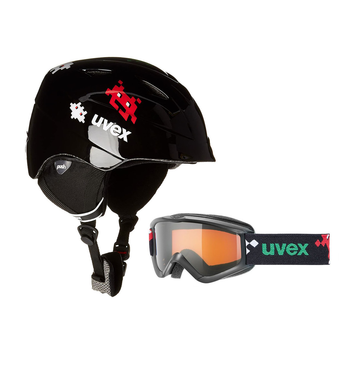 Комплект шолом гірськолижний дитячий + маска Uvex Airwing II SET (48-52) для дитини 3-4 роки Чорний (S56S1121401-blk)