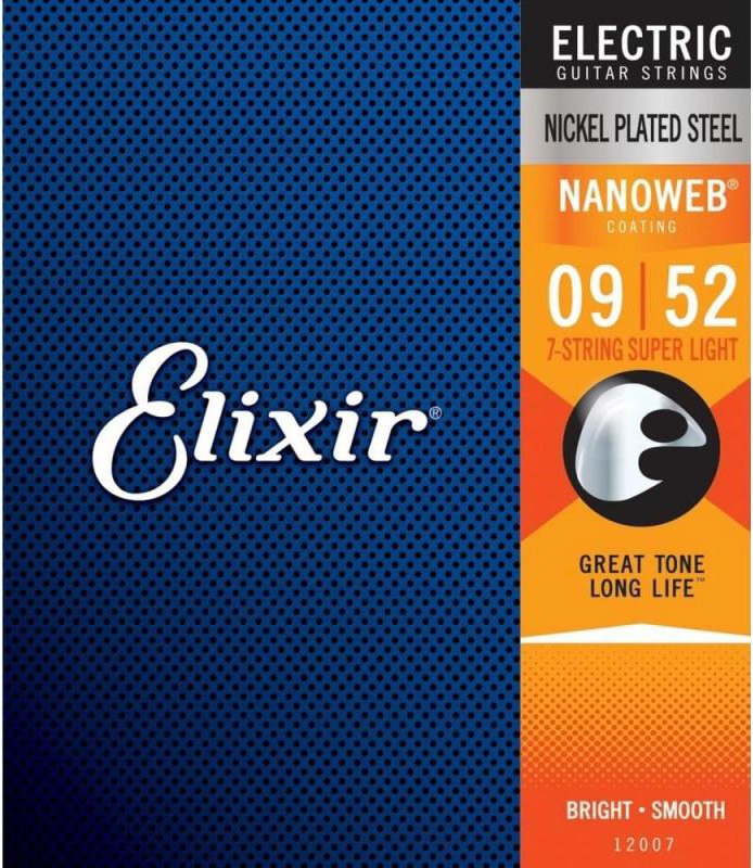 Струны для электрогитары Elixir 12007 Nanoweb Nickel Plated Steel 7-String Super Light 9/52