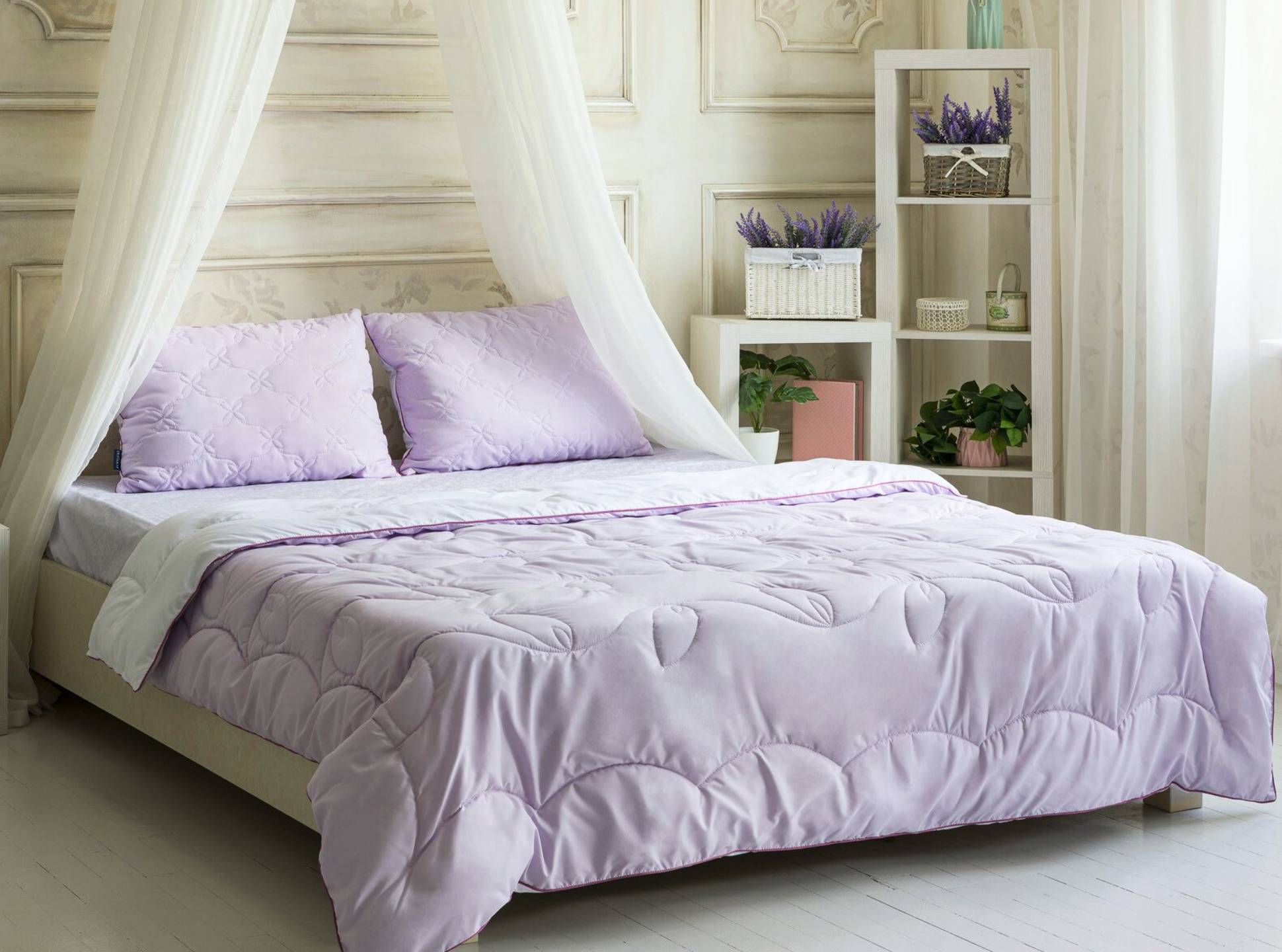 Набор одеяло и 2 классические подушки Dormeo Лаванда 140x200 см Фиолетовый/Белый
