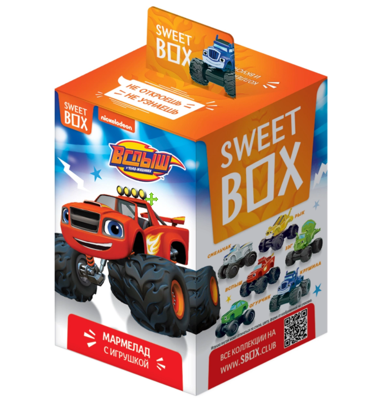 Sweet Box Спалах і Чудо машинки коробочка з мармеладом та іграшкою
