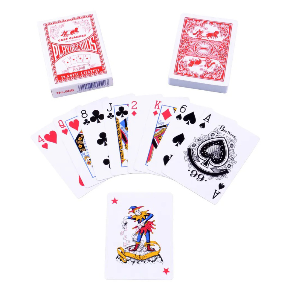 Карты игральные Plastic Coated Bambi PC-54 54 карты Красный