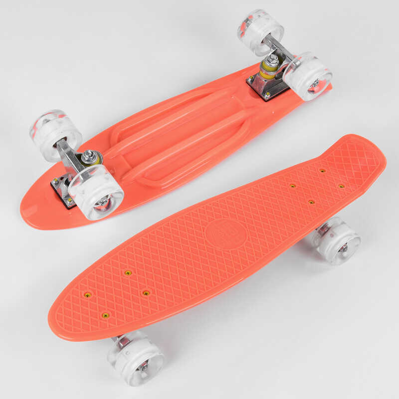 Скейт Пенні борд Best Board з PU колесами, що світяться Orange (99616)