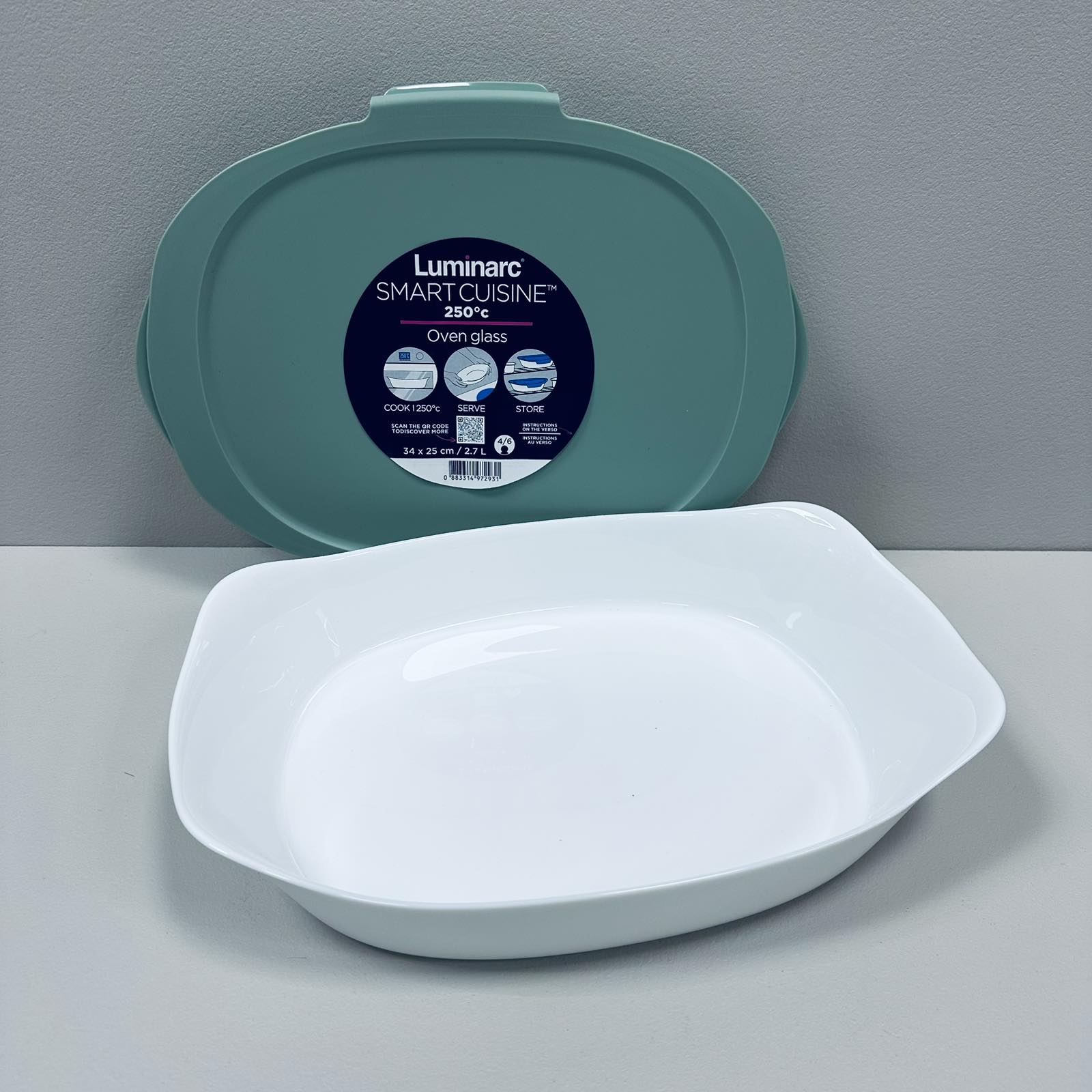 Форма стеклокерамическая для запекания Luminarc Smart Cuisine Carine V5944 с пластиковой крышкой 34.2х24,6х5,5 см Белый (23529)