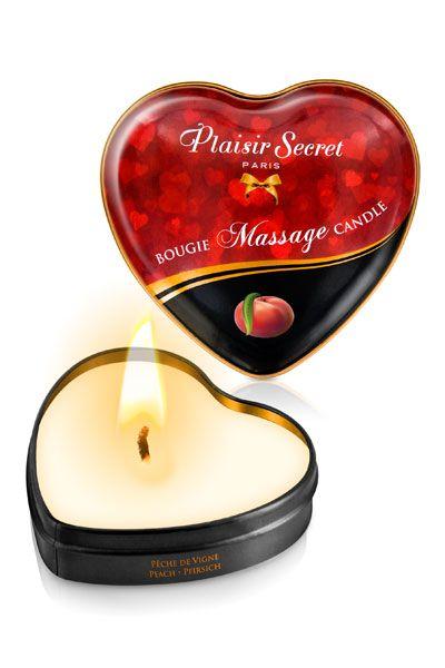 Масажна свічка серця Plaisirs Secrets Peach 35 мл (SO1872)